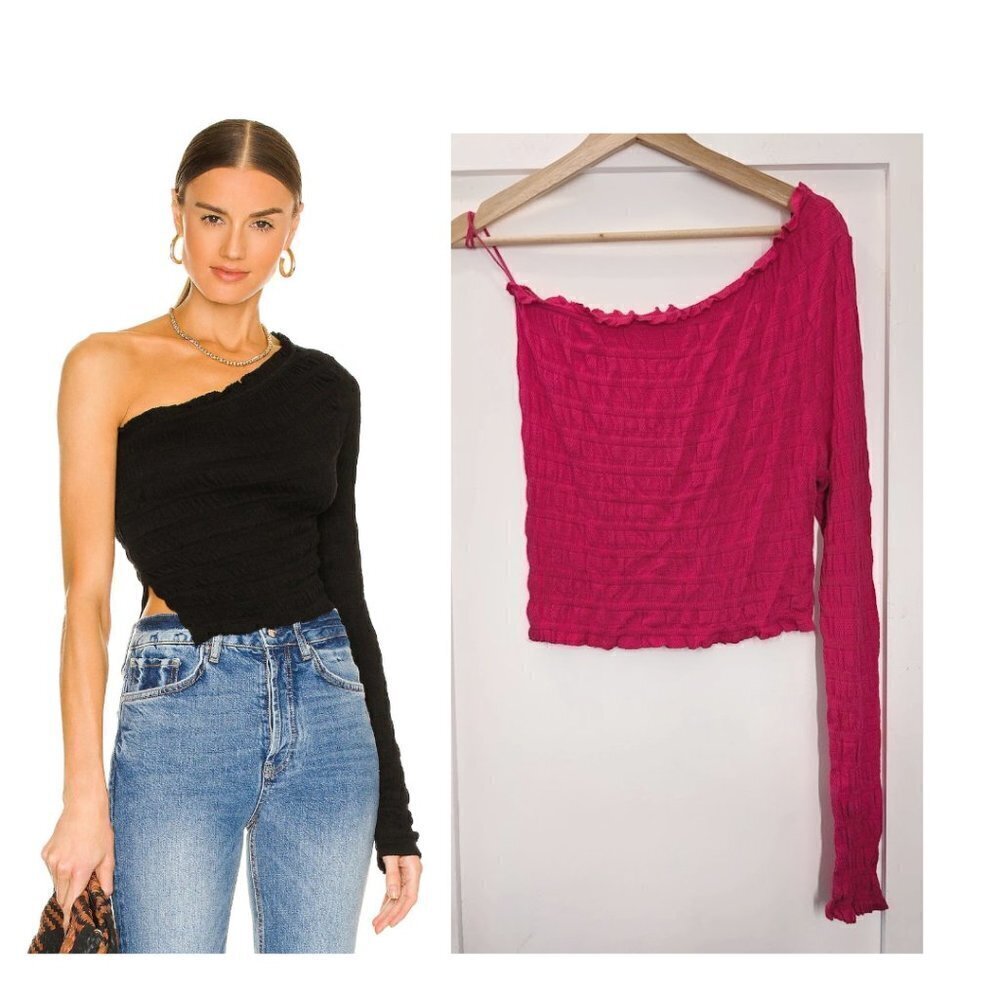 NEW Free People | Jasmine Shirred One Shoulder Top in pink US